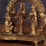 Pure Brass Ram Darbar Idol | 6" x 3" x 6" (15.2 x 7.6 x 15.2 cm) | 0.7 kg Lightweight Divine Art | Intricate Compact Murti | Travel-Friendly Set